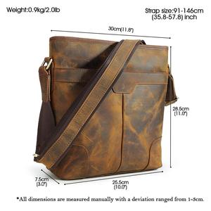 Tiding vendita calda personalizzata Vintage retrò uomo borsa a tracolla in vera pelle borsa a tracolla Messenger in pelle di cavallo pazzo - Product Image 2