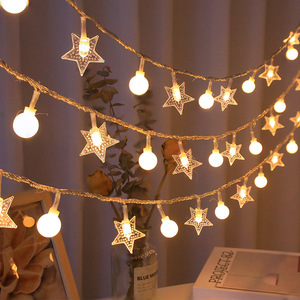 Solar Powered String Lights <b>Star</b> Shape <b>LED</b> Fairy Lights For Outdoor Camping Christmas Decorations Rechargeable Night Light - Product Image 1