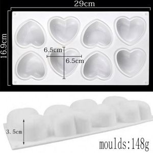 Moule en silicone 3D en forme de cœur à 8 cavités pour glaces, gâteaux, chocolats, savons, pour la pâtisserie - Product Image 4