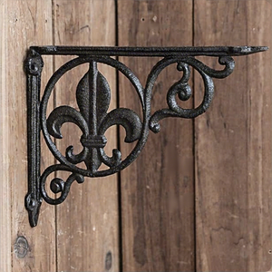 Handmade Cast Iron Fleur de Lis <b>Shelf</b> Bracket Rustic Decorative Wall Mount Support - Product Image 3
