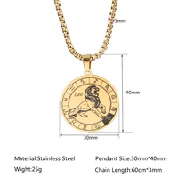 12 Signes Du Zodiaque En Acier Inoxydable Pendentifs Colliers Verseau Balance Vierge Taureau Pendentifs Collier Perles Chaînes Hommes Bijoux Cadeaux