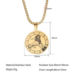 12 segni zodiacali in acciaio inox ciondoli collane Aquarius Libra Virgo Taurus ciondoli colletto catene di perle uomini gioielli regali - Product Image 2