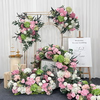 Set Bunga Artificial Realistis dengan Hydrangea Pink dan Hijau untuk Dekorasi Latar Belakang Pernikahan, Perlengkapan Acara Ramah Lingkungan