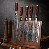 Ensemble de 8 couteaux de cuisine professionnels en acier Damas à 67 couches, couteaux de chef pour couper et cuisiner avec manche en bois Pakka