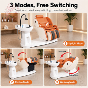 Fauteuil de lavage électrique réglable à <span class=keywords><strong>prix</strong></span> d'usine pour salon de coiffure et spa, avec bac en céramique inclinable pour barbier - Product Image 4