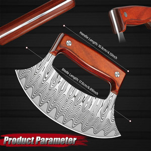 Cortador de Pizza de Acero de Damasco Hecho a Mano, Cuchillo de Cocina Afilado con Mango de Madera, Cortador de Pizza de Damasco Premium - Product Image 4