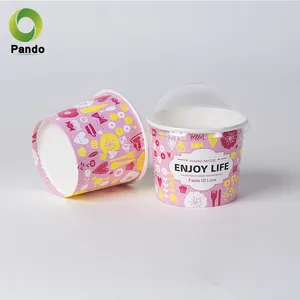 Logo grosir dicetak wadah Yogurt sekali pakai cangkir Kustom es krim 50ml dengan tutup dan sendok