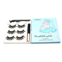 Kit d'outils d'applicateur de cils de maquillage faux vison faits à la main en gros outils de beauté boîte carrée sans colle de cils magnétiques