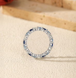 S925 Silver Stackable Promise <b>Ring</b> Gradient Blue CZ Eternity Blue Ombre <b>Crystal</b> Full Eternity <b>Ring</b> Fashion Jewelry for Her - Product Image 6