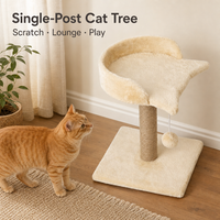 Arbre à gratter pour chat en bois en gros avec colonne en corde de sisal, lit rond pour chat et boule à pompon suspendue pour chats d'intérieur, carton OEM ODM