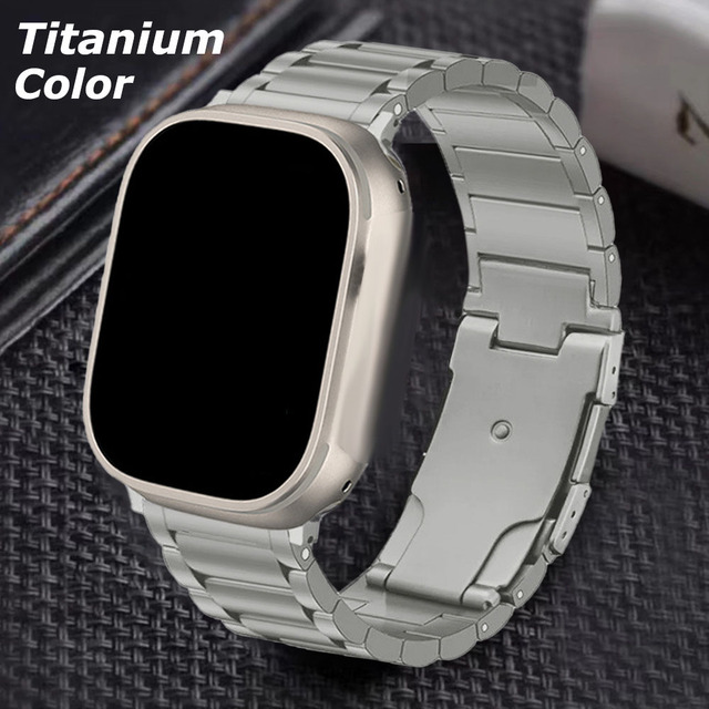 New Design 3 Beads Stainless Steel Watch Strap for Smart Watch Series 6 5 4 3 2 1 Titanium Alloy Wristband 49mm 40/41/42/44/45mm