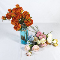 Fleur de Rose artificielle de Style populaire 3 têtes fleurs de Rose de soie pour la maison événements de Noël Graduation décorations d'halloween