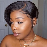 Perruque Bob Courte Droite en Cheveux Humains avec Dentelle Frontale 13x4, Cheveux de Bébé Naturels, Couleur Personnalisée pour Femmes Noires