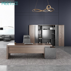 <strong>Minimal</strong> Brown Wood Office <strong>Desk</strong> 2025 New Model Standup <strong>Desk</strong> With Base for Executive Smart Storage and Wireless Charger Ready - Product Image 1