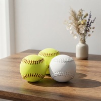 Ballons de baseball souples en cuir de 12 pouces avec logo personnalisé, coutures de haute qualité, couleur unie, durables et légers