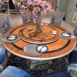 <span class=keywords><strong>Table</strong></span> à <span class=keywords><strong>manger</strong></span> ronde de luxe classique française en <span class=keywords><strong>bois</strong></span> massif sculpté à la main en marqueterie de placage pour 8 personnes - Product Image 2