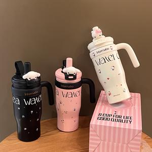 Taza de Viaje de Acero Inoxidable 304 con Aislamiento <span class=keywords><strong>al</strong></span> Vacío de Doble Pared de 550 ml, Termo Bonito para Exteriores, Diseño Americano con Asa para Agua - Product Image 5