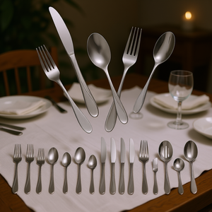 Juego de cubiertos modernos de acero inoxidable de 45 piezas para 8 personas, apto para lavavajillas, vajilla duradera, cubiertos de cocina, utensilios de cocina - Product Image 2