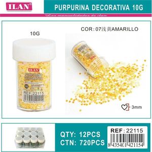 Glitter Decorativo Ilan 10G Giallo a Forma di Cuore 3mm per Artigianato - Product Image 1