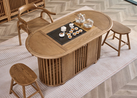 Tabouret de bar moderne en bois de frêne T2235 avec base en bois massif, hauteur réglable pour salle à manger, salon, bar à domicile