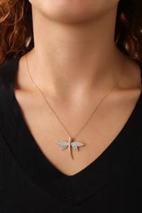 Duyizhao kalung capung 925 perak murni kalung untuk wanita lapis emas batu permata Aquamarine liontin mode untuk hadiah - Product Image 4