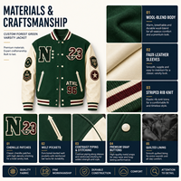 Veste universitaire en laine personnalisée pour hommes, veste de baseball OEM, respirante, hiver, étiquette privée, broderie, décoration en cristal