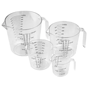 Customized Kitchen Plastic Measuring Tools BPA FREE Liquid Measure Cup jar Set of 4 Pieces For Measuring