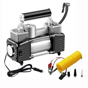 12V 150 PSI xi lanh đôi xe máy bơm không khí Máy nén khí di động với ánh sáng lốp inflator