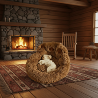 Lit pour chien et chat pliable, durable, design classique et tendance, toutes saisons, chaud, en peluche, confortable, motif à carreaux, pour petits et grands chiens