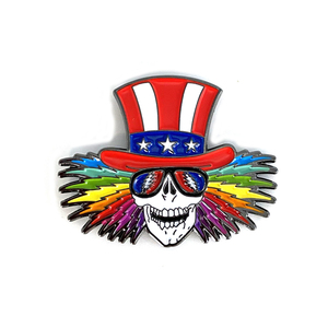 Pin de esmalte suave y duro de Grateful <span class=keywords><strong>Dead</strong></span> personalizado, roba tu cara, forma Irregular, patrón colorido, accesorios de Metal, alfileres para sombreros - Product Image 4