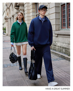 Giacca da Lavoro Monocolore con Zip <span class=keywords><strong>Senza</strong></span> <span class=keywords><strong>Cappuccio</strong></span>, Colletto Alto, Resistente, Autunnale, Abbigliamento Uomo, Felpa Sportiva Nera - Product Image 3