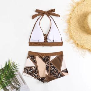 Nuevo Traje de Baño Bikini de Dos Piezas con Estampado de Leopardo, Sexy, con Tirantes Ajustables, Diseño de Escote Fruncido y Parte Inferior Plana - Product Image 2