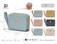Women's Double Zip <b>Wallet</b> <b>Small</b> Size Wrist Strap Microfiber Synthetic Leather Minimalist Daily Use - Product Image 1