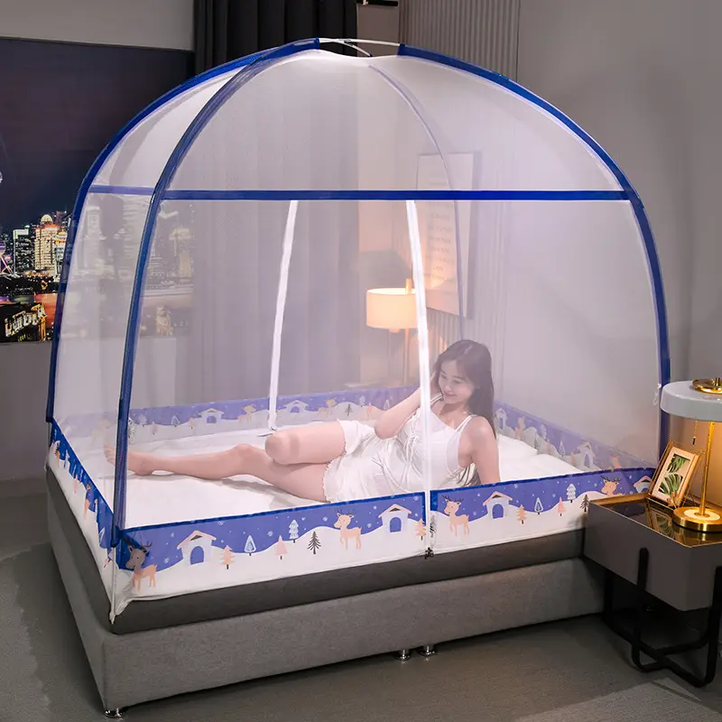 성인 저렴한 접이식 쉬운 설치 트윈 침대 용 접이식 휴대용 모기장 텐트