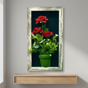 <b>Wall</b>-Mounted Handmade UV Resistant Durable Wooden Artificial <b>Flower</b> Frame Mixed Types-40x23cm - Product Image 3