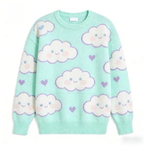 Suéteres de Punto Jacquard Casuales al Por Mayor de Fábrica, Diseño de Manga Larga y Cuello Redondo, Suéteres Personalizados para <span class=keywords><strong>Mujer</strong></span> - Product Image 1