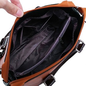 Women's Zipper Faux Leather Top Handle Bag Solid Color 4 Pieces <b>Purse</b> Set Black / Blushing / <b>Red</b> - Product Image 2