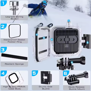 HONGDAK para GoPro <span class=keywords><strong>Hero11</strong></span> <span class=keywords><strong>Black</strong></span> <span class=keywords><strong>Mini</strong></span>, Carcasa Protectora Impermeable con Hebilla, Soporte Básico y Tornillo - Product Image 5