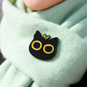 เข็มกลัดโลหะเคลือบแข็งแบบนิ่ม ลายการ์ตูนแมว แมวดำ เข็มกลัดติดเสื้อ รูปสัตว์ - Product Image 1