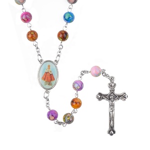 Cuentas acrílicas coloridas y Cruz de aleación collar de Rosario Católico religioso bebé Jesús de moda para niños y niñas - Product Image 2