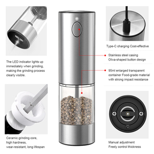 Electric Pepper Grinder One-Touch Auto Grinding Adjustable <b>Coarseness</b> for Home Kitchen Pepper & Sea <b>Salt</b> - Product Image 6