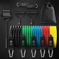 Nuevo estilo, logotipo personalizado, Fitness, 100-150Lbs, 11 piezas, juego de bandas de resistencia para ejercicio, bandas elásticas de látex para ejercicio