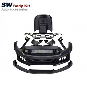 Kit carrosserie large style <span class=keywords><strong>GTR</strong></span> en fibre de verre, capot, pare-chocs, lèvre de pare-chocs, séparateur, jupes latérales, spoiler pour Ford Mustang <span class=keywords><strong>GT500</strong></span> 2015-2017 - Product Image 1