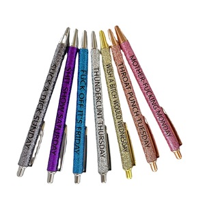 7 pezzi penna regalo per sette giorni della settimana vibrante passivo negativo clic divertenti penne Glitter - Product Image 1