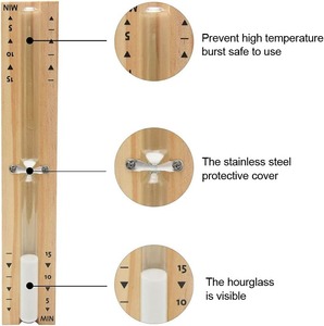 Элегантные часы для сауны 360 °   Вращающиеся песочные часы для сауны из 100% натурального дерева с ультратонким песком, безопасным стеклом и домашним термометром - Product Image 5
