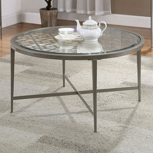 Luxury wrought iron round corner <b>table</b>, balcony glass coffee <b>table</b>, home use, modern minimalist economical wrought iron <b>sofa</b> - Product Image 1