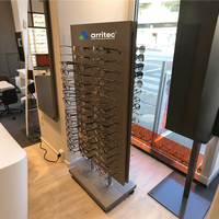 Présentoir rotatif personnalisé pour lunettes de soleil en bois avec panneau acrylique pour lunettes de vue et de soleil