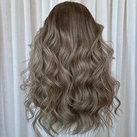 Perruque Lace Front Premium Balayage Blond Cendré 100% Cheveux Humains Vierges Pré-Pluckée Ligne de Cheveux Naturelle Sans Colle en Dentelle Suisse pour Femmes