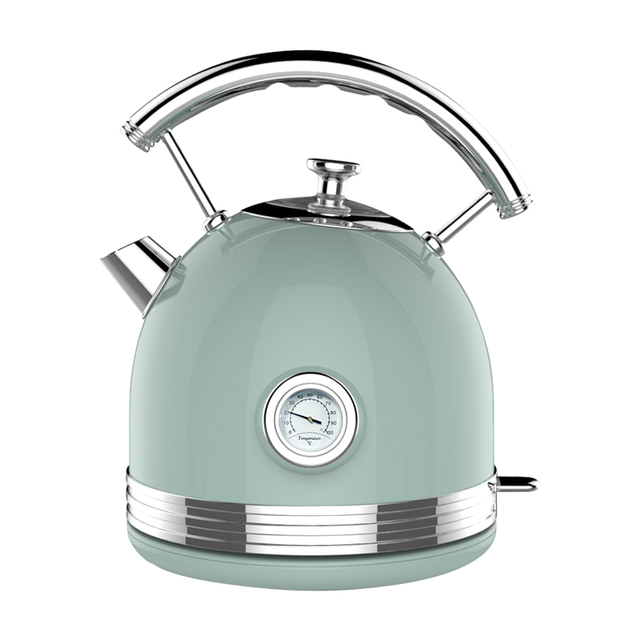 European Like Retro Kettle with Thermometer Kitchen Appliances 1.7L Fast Boiling Stainless Steel Electric Kettles