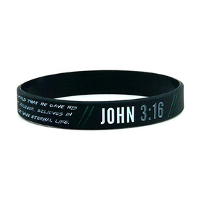 Christian bracelets with <strong>Bible</strong> verses inspirational, religious silicone bangles, John 3:16, <strong>Romans</strong> 2:12, Josu&eacute; 1:9 - Product Image 5